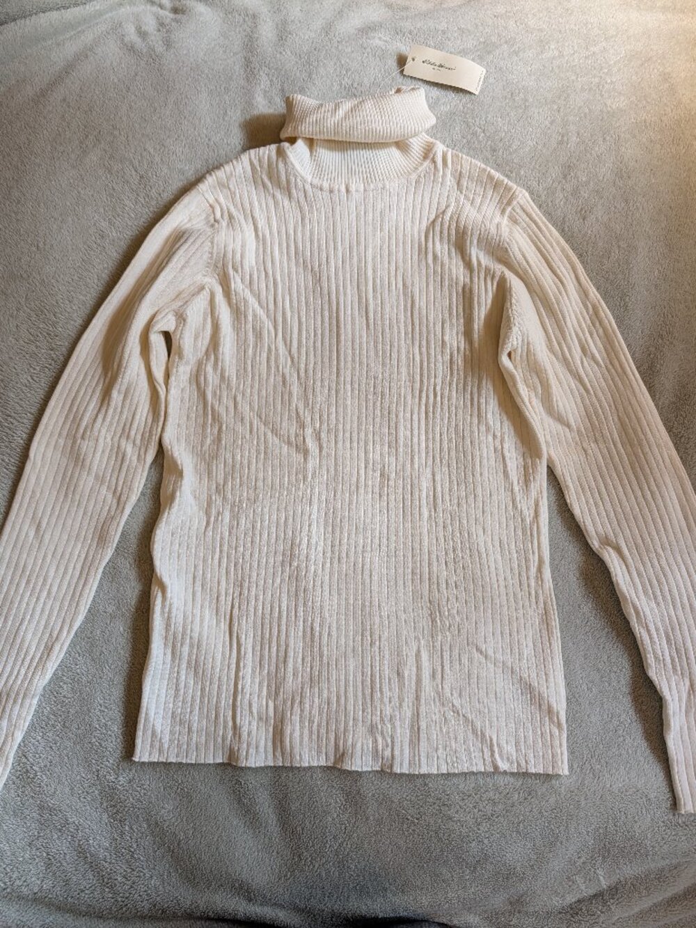 WOMEN'S EDDIE BAUER NEW TURTLENECK TOP S Small Rib Long Sleeve Stripes Ribbed